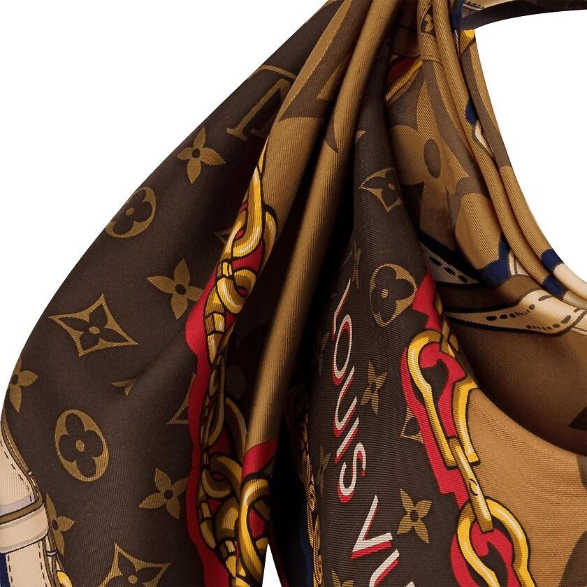 ルイヴィトン LOUIS VUITTON スカーフ ブラウン モノグラム ストラップ