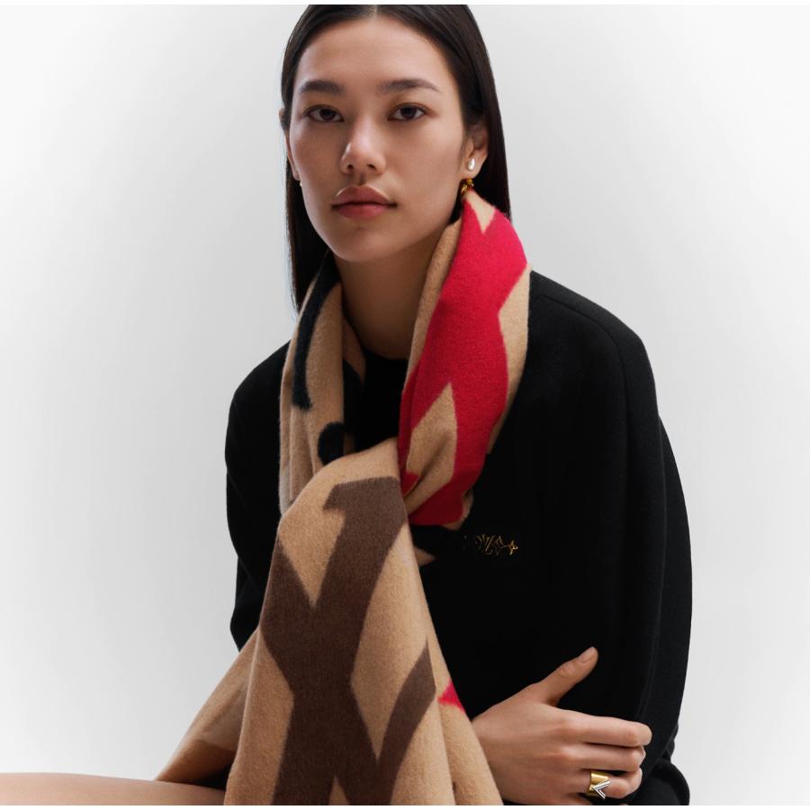 ルイヴィトン LOUIS VUITTON マフラー ベージュ モノグラム カシミヤ