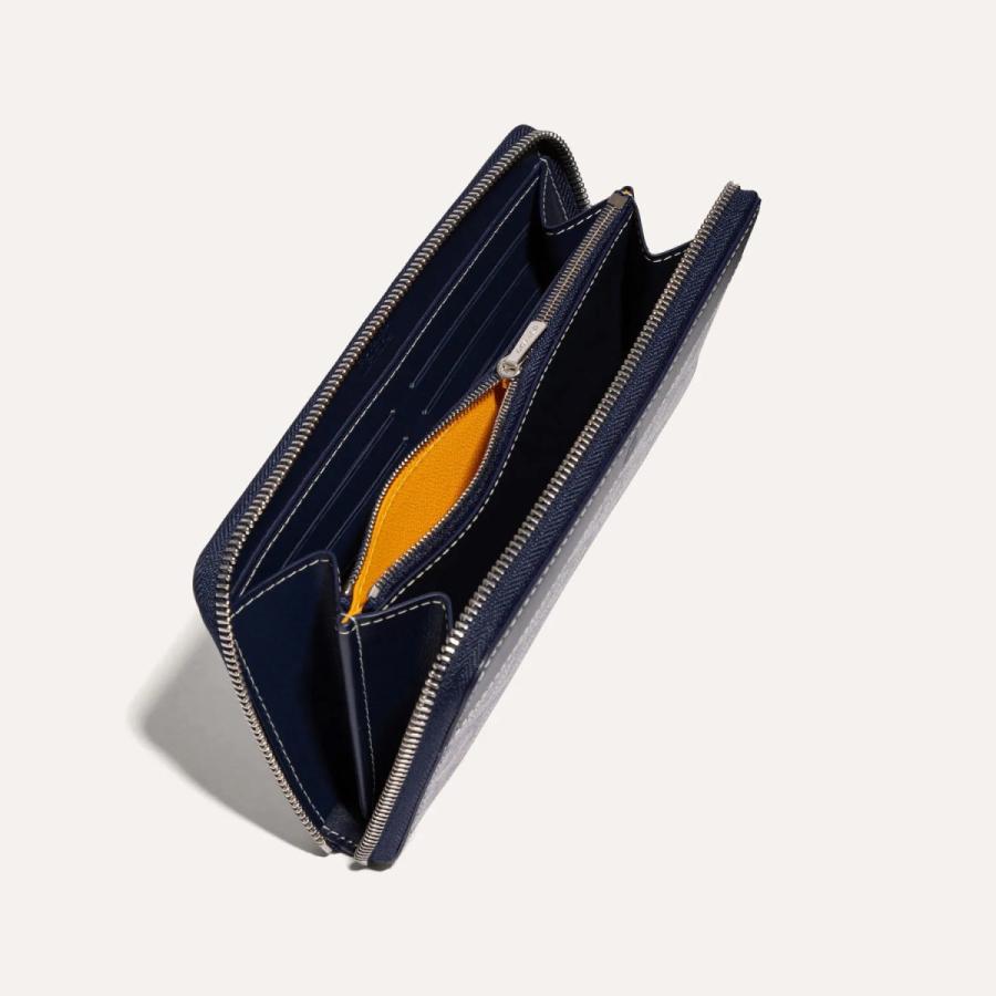 ゴヤール GOYARD 財布 長財布 ラウンドファスナー ネイビー シルバー