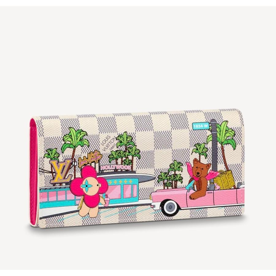 LOUIS VUITTON LOUIS VUITTON ルイヴィトン LOUIS VUITTON 財布 長財布 フラップ ダミエ アズール ホワイト ベージュ ピンク ゴールド ヴィヴィエンヌ プリント 限定 LouisVuitton ルイヴィトン 財布 限定 レア ヴィヴィエンヌ ダミエ