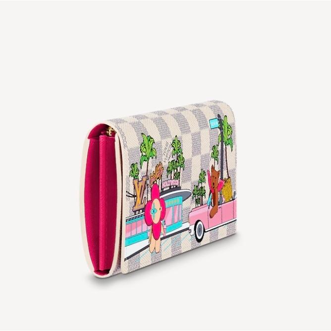 LOUIS VUITTON LOUIS VUITTON ルイヴィトン LOUIS VUITTON 財布 長財布 フラップ ダミエ アズール ホワイト ベージュ ピンク ゴールド ヴィヴィエンヌ プリント 限定 LouisVuitton ルイヴィトン 財布 限定 レア ヴィヴィエンヌ ダミエ
