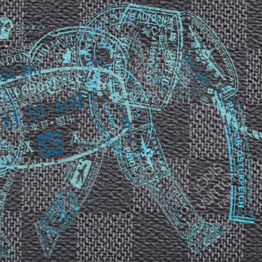 ルイヴィトン LOUIS VUITTON 財布 小財布 二つ折り ２つ折り ライトブルー ゾウ ダミエ グラフィット スタンプ キャンバス レザー ユハク ベラトゥーラ純札入れ YVE140 ダークブラウン