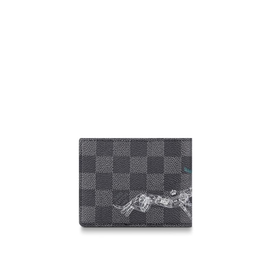 ルイヴィトン LOUIS VUITTON 財布 小財布 二つ折り ２つ折り ライトブルー ゾウ ダミエ グラフィット スタンプ キャンバス レザー ユハク ベラトゥーラ純札入れ YVE140 ダークブラウン