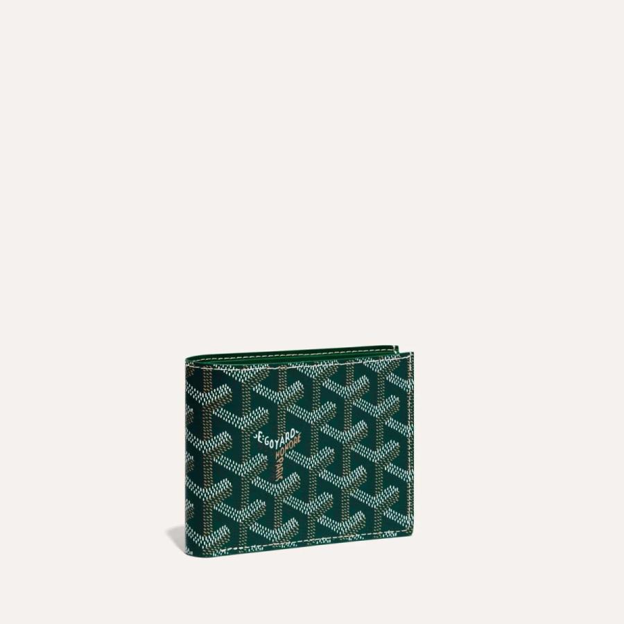 ゴヤール GOYARD 財布 小財布 二つ折り グリーン レザー ゴヤールディンキャンバス 小銭入れ有り