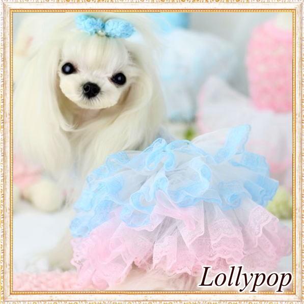 新作 最大84％オフ 春夏 有名ブランド Sale 2480円 犬 服 メール便OK パフ袖のレースチュチュドレス Lollypop
