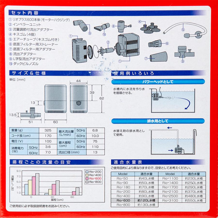 カミハタ 水中ポンプ Rio＋（リオプラス） 600 50Hz 流量6