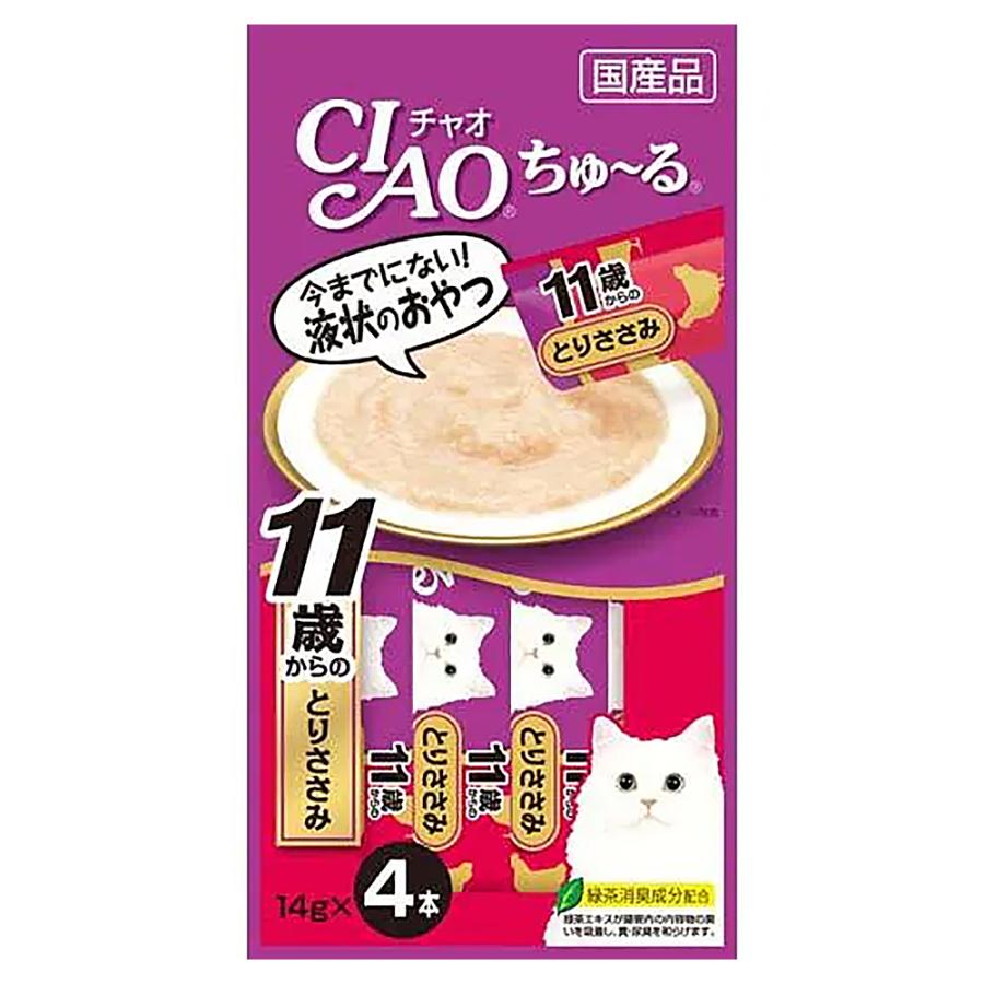 いなば　ＣＩＡＯ　チャオ　ちゅ〜る　１１歳からのとりささみ　１４ｇ×４本　おやつ　超高齢猫用　ちゅーる　チュール　猫｜chanet