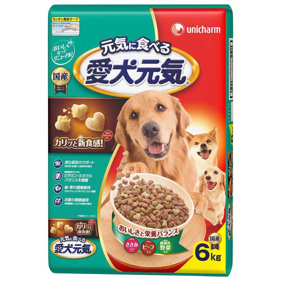 ドッグフード 愛犬元気 全成長段階用 ささみ・ビーフ・緑黄色野菜 6．0kg お一人様4点限り 188057 チャーム charm