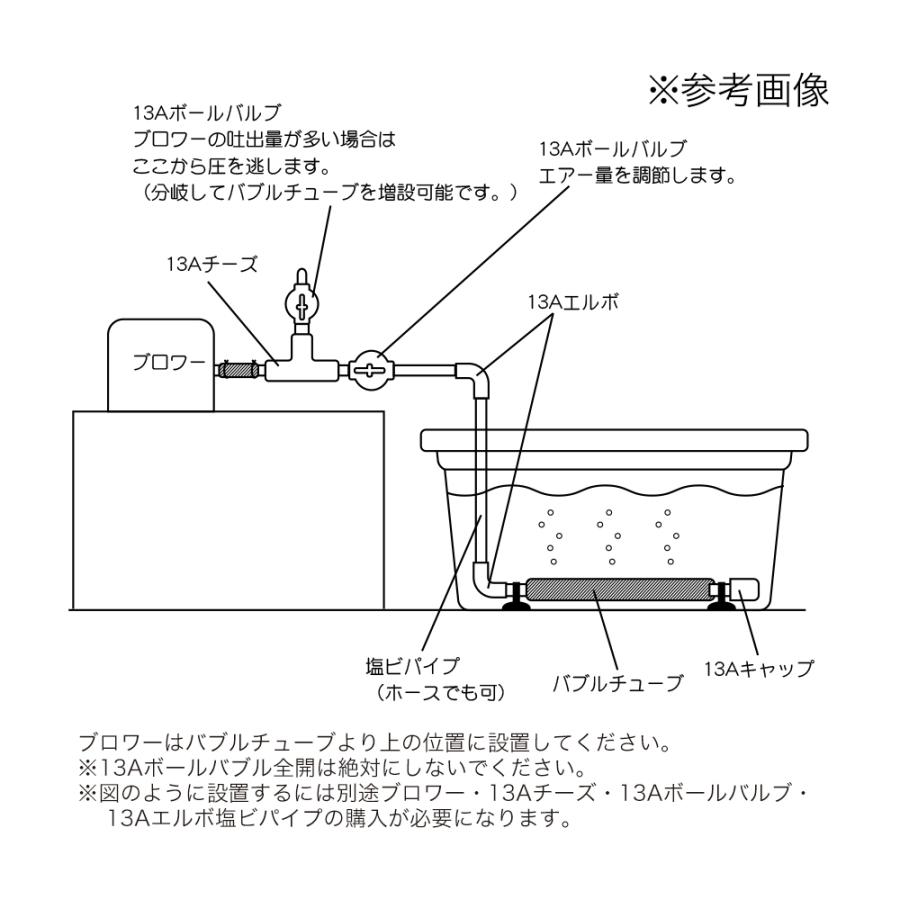 バブルチューブ　長さ６０ｃｍ（直径２６／１７ｍｍ）シングルセット　池　活魚　錦鯉　金魚　ブロワー専用拡散器　エアーストーン　エアーカーテン｜chanet｜05