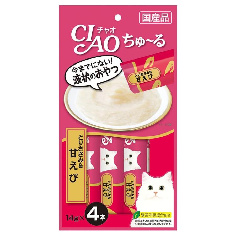 いなば　ＣＩＡＯ（チャオ）　ちゅ〜る　とりささみ＆甘えび　１４ｇ×４本　ちゅーる　チュール　猫 | INABA ちゅ〜る
