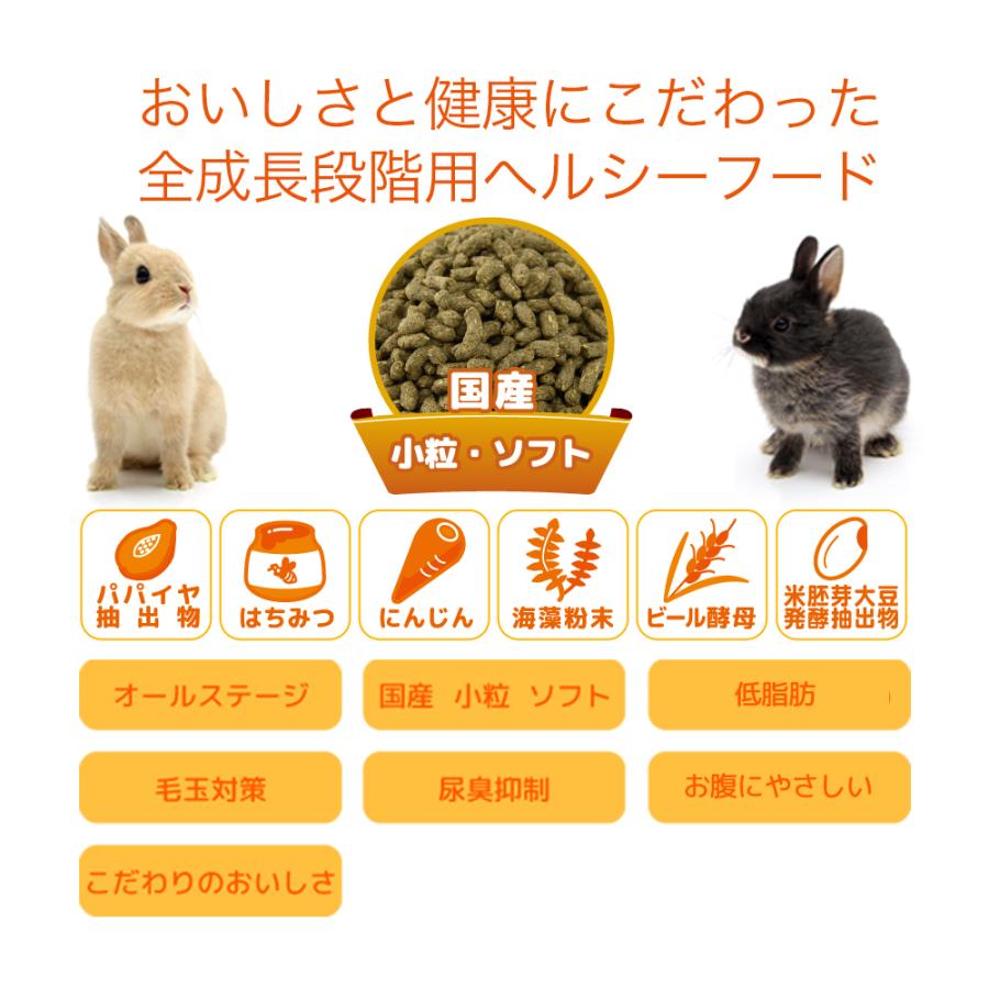 国産　うさぎの食事　１．２ｋｇ　３袋　全成長段階用　毛球対策　ヘルシーフード｜chanet｜02