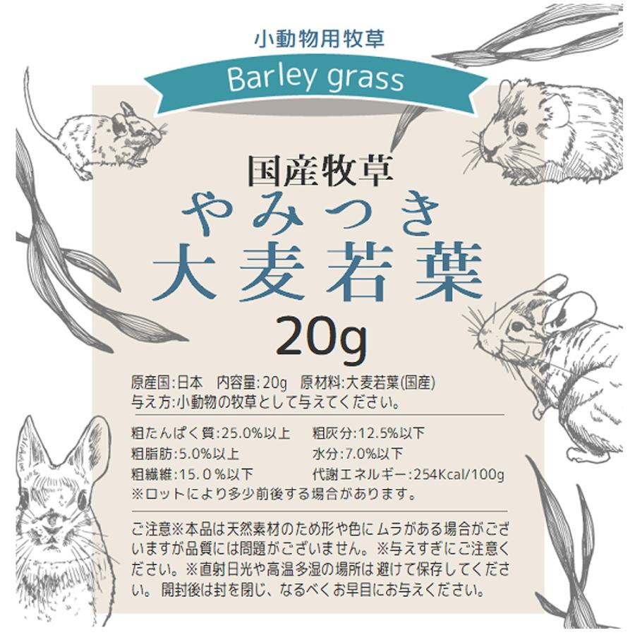 Leaf Corp 令和8年産 国産牧草 やみつき大麦若葉 20g お試しサイズ