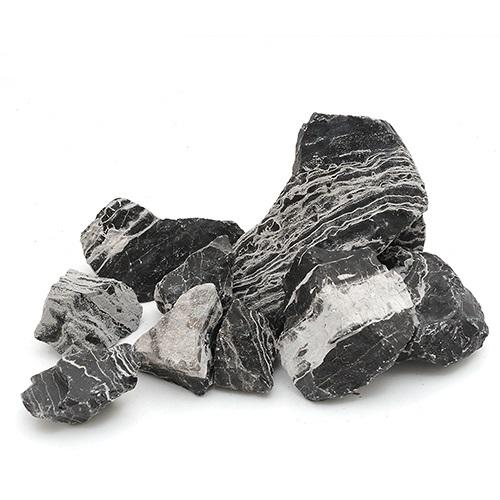 黒い水石 中型 自然石と水盤のセット カミハタ アクアリウムロック 黒賢石 レイアウトセット 45〜75cm