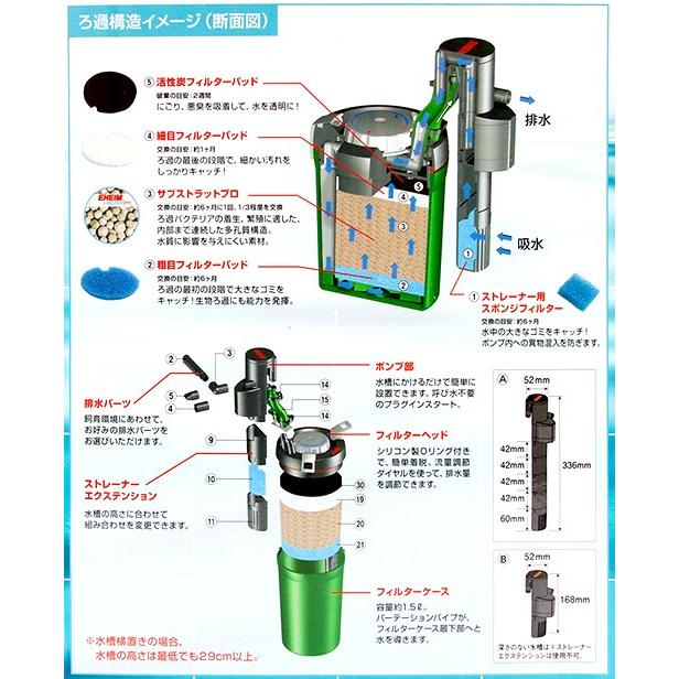 外部フィルター　エーハイム　アクアコンパクト　２００５　〜４５ｃｍ水槽　横置き式　メーカー保証期間３年｜chanet｜04