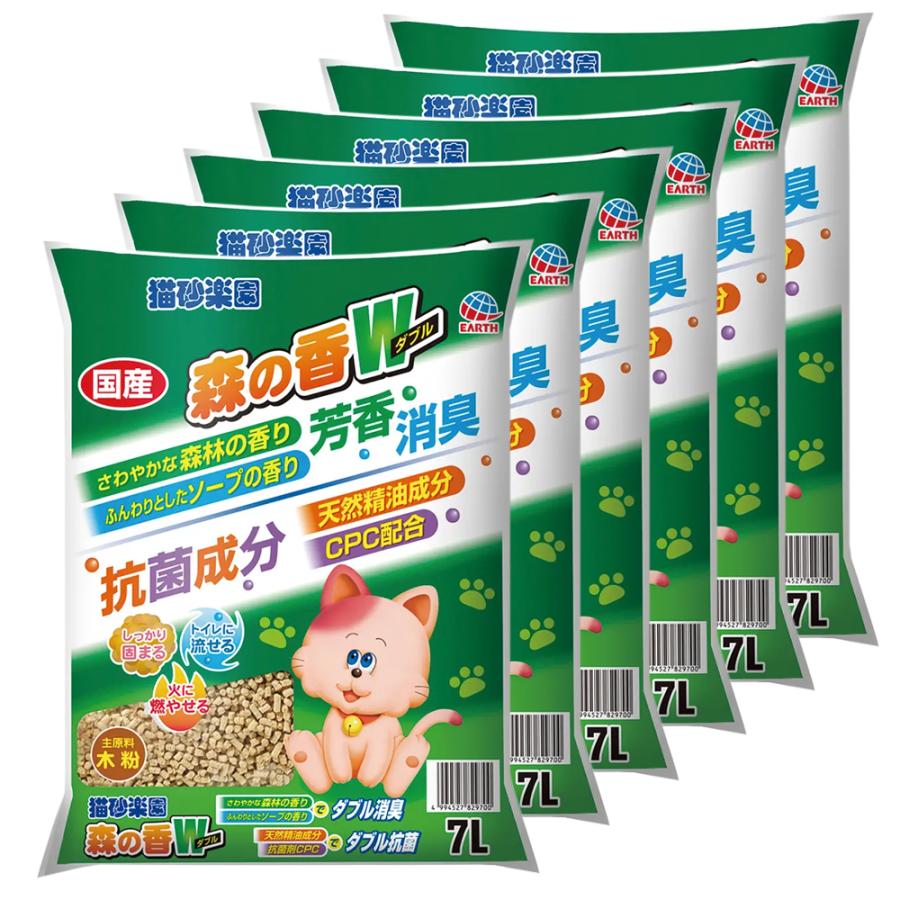 猫砂　アース・ペット　猫砂楽園　森の香ダブル　７Ｌ×６袋　お一人様１点限り の商品画像