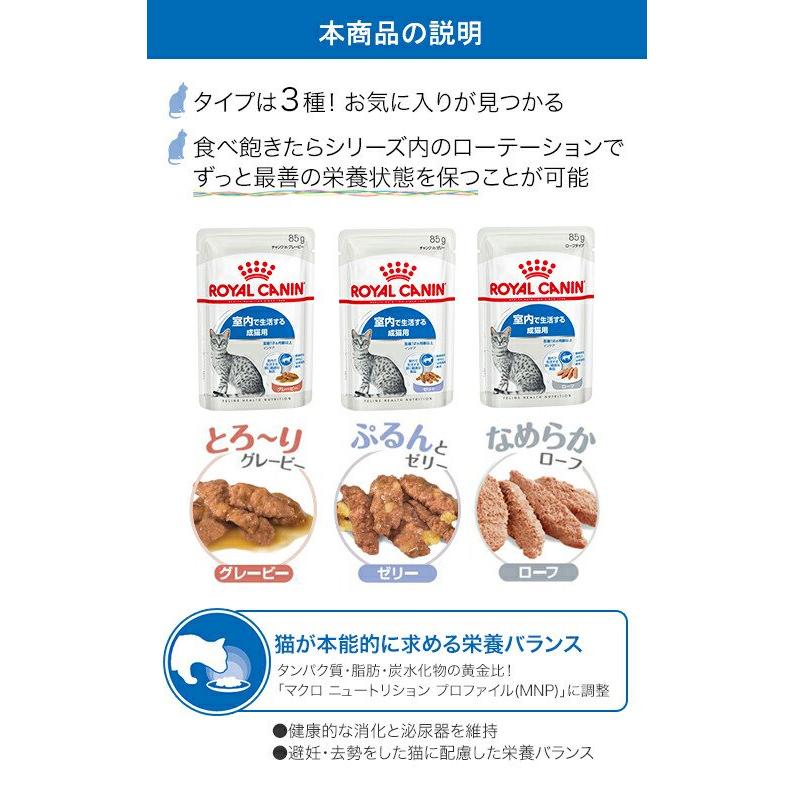 ロイヤルカナン パウチ 室内で生活する 成猫用 3種・3箱 12袋488 ロイヤルカナン（ROYAL CANIN） 猫 室内で生活する成猫用 インドア