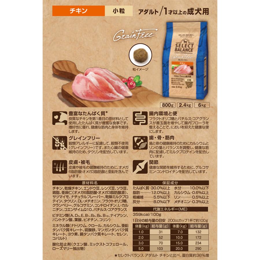 ドッグフード　セレクトバランス　グレインフリー　アダルト　チキン　小粒　６ｋｇ | SELECT BALANCE | 01
