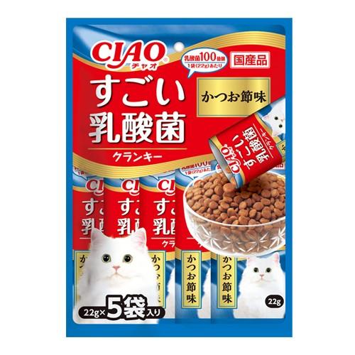 キャットフード　いなば　ＣＩＡＯすごい乳酸菌クランキー　かつお節味　２２ｇ×５袋｜chanet｜02