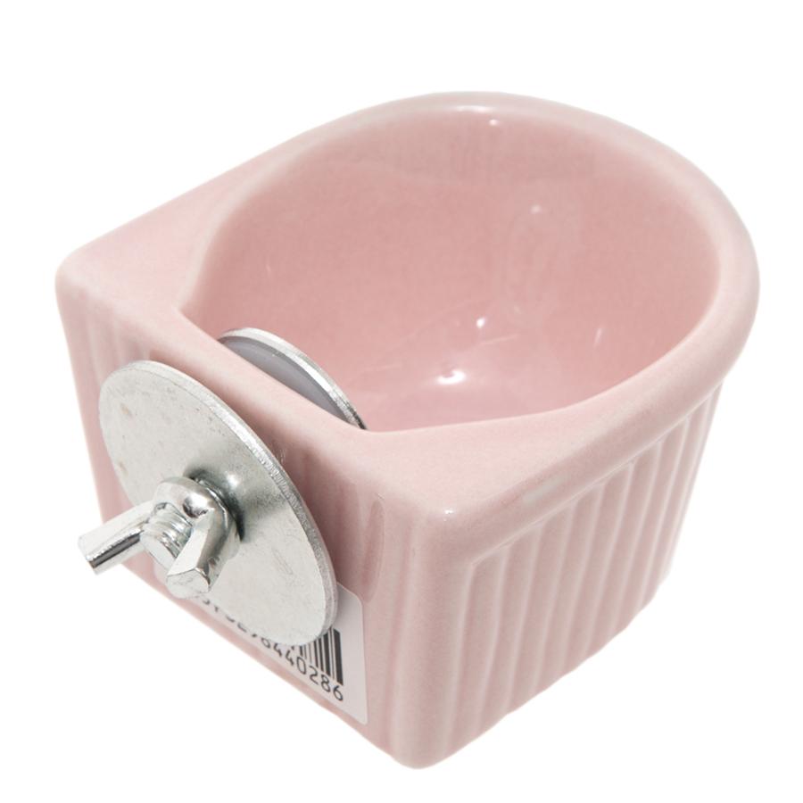 fuu 陶器 固定できる小動物のエサ入れ 小 ピンク ハムスター チンチラ