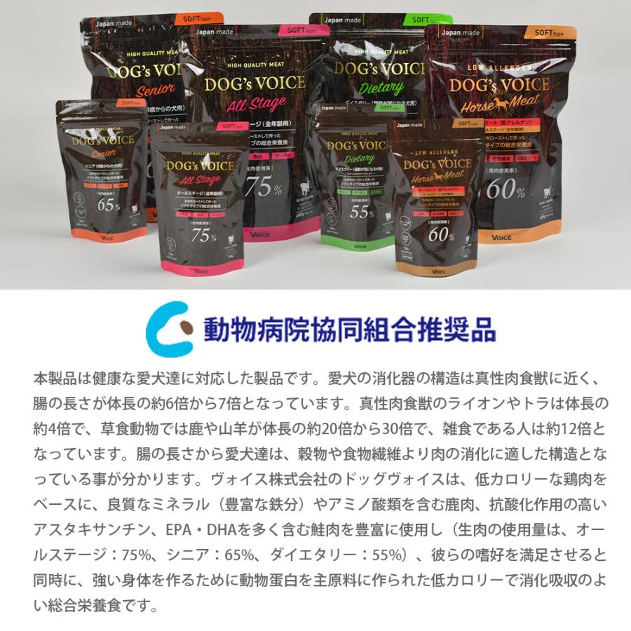 ドッグヴォイス　シニア　６５　ローストチキン＆サーモン＆鹿肉　４００ｇ　セミモイスト　半生　小粒　食べむら | VOICE（ペット用品） | 06
