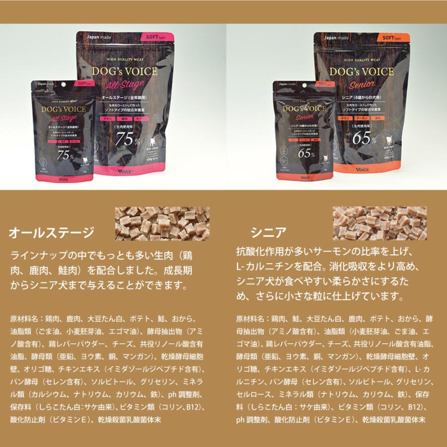 ドッグヴォイス　シニア　６５　ローストチキン＆サーモン＆鹿肉　４００ｇ　セミモイスト　半生　小粒　食べむら | VOICE（ペット用品） | 07