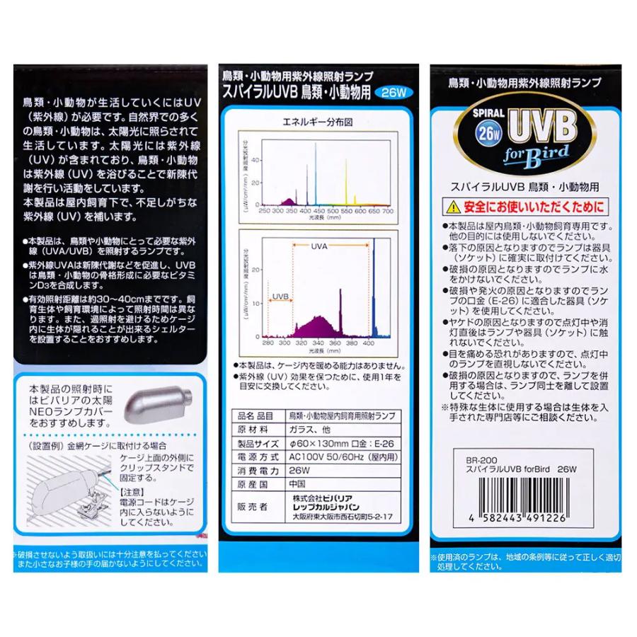 ビバリア　鳥類・小動物の日光浴セット　太陽ＮＥＯ　鳥　ＵＶＡ　ＵＶＢ　紫外線　保温球｜chanet｜02
