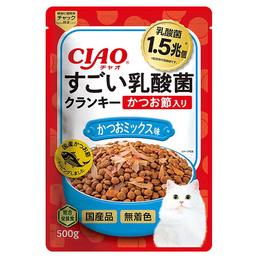 45.47 すごい乳酸菌クランキー かつお節味 &まぐろ節味 760g×10袋 CIAO（いなばペットフード） キャットフード いなば CIAO すごい