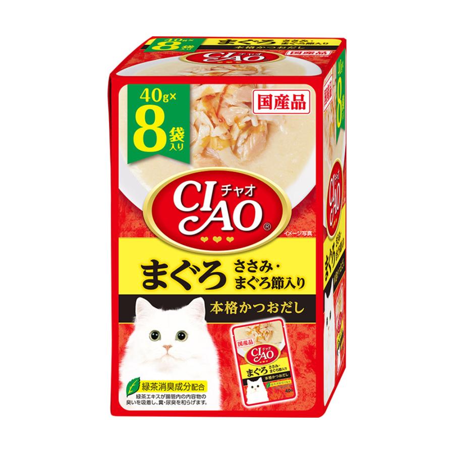 いなば　ＣＩＡＯ　チャオ　パウチ　８袋入り　まぐろ　ささみ・まぐろ節入り　８Ｐ（４０ｇ×８袋） | CIAO（いなばペットフード）