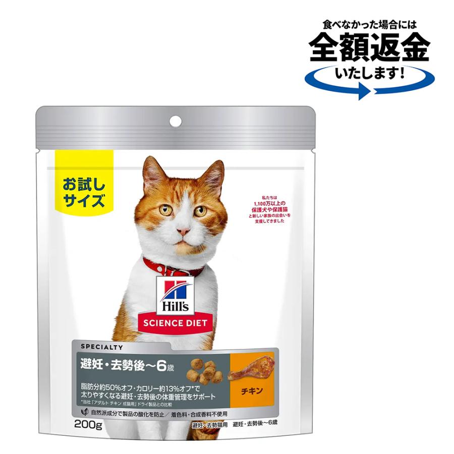 キャットフード　サイエンスダイエット　避妊・去勢猫用　避妊・去勢後〜６歳　チキン　２００ｇ　お試し　トライアル　猫　ドライフード | サイエンス・ダイエット