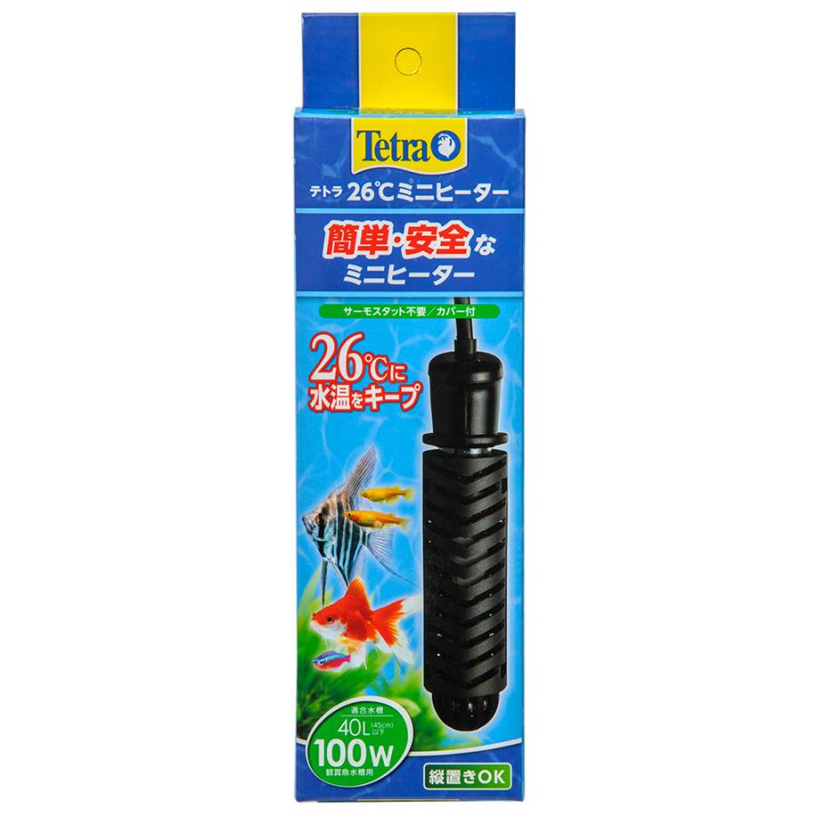 テトラ 26℃ミニヒーター 100W 安全カバー付 45cm水槽 40L以下 保温 サーモスタット＋ヒーター一体型 安全機能付 アクアリウム ...