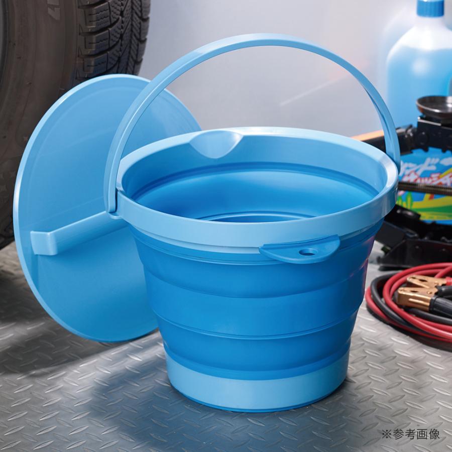 伊勢藤 折りたたみ フタ付きソフトバケツ 8L ブルー バケツ