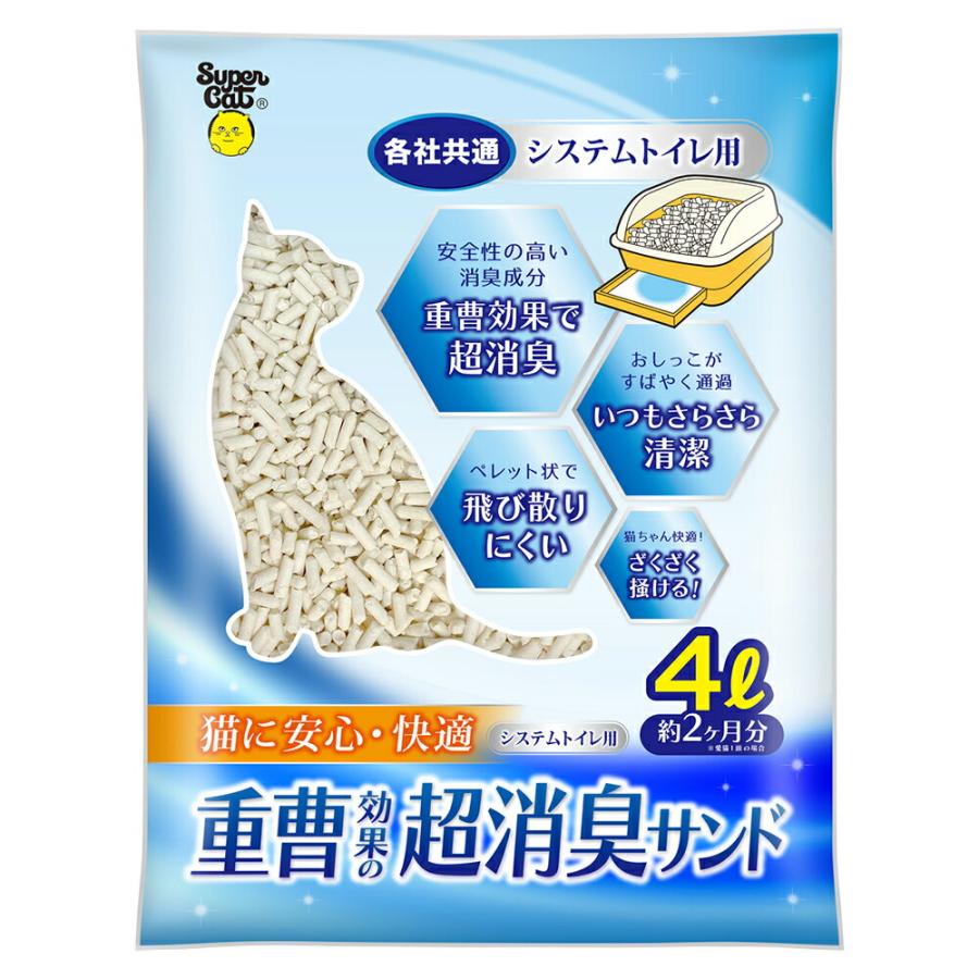 低価格 猫砂 スーパーキャット システムトイレ用 重曹効果の超消臭サンド 4L アイリスオーヤマ システム猫トイレ用におわない消臭サンド香り付き 6L×4袋 TIA−6CK お一人様1点限り