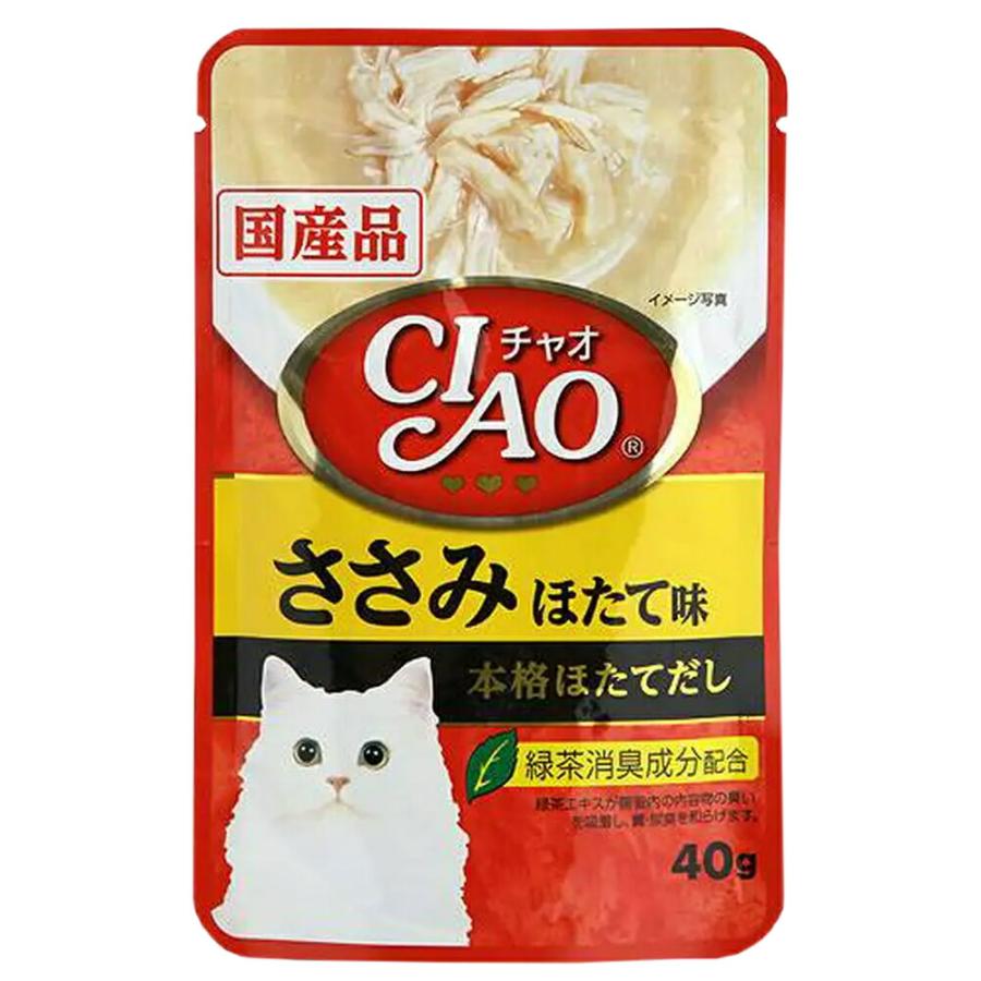 いなば　ＣＩＡＯ　チャオ　パウチ　ささみ　ほたて味　４０ｇ×９６袋　キャットフード　国産 | CIAO（いなばペットフード）