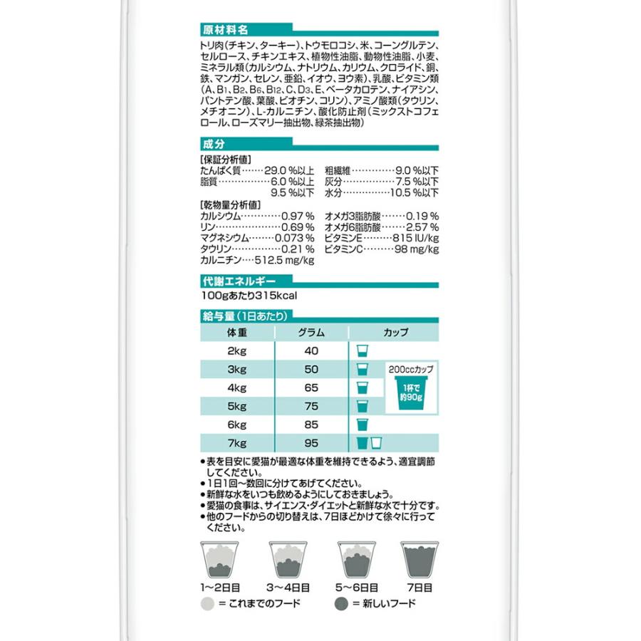 キャットフード　サイエンスダイエット　室内猫の毛玉・体重ケア　アダルト　１〜６歳　成猫用　チキン　２．５ｋｇ　ヒルズ　猫　ドライ | サイエンス・ダイエット | 03