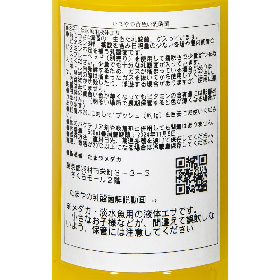 たまやメダカ たまやの黄色い乳酸菌 500ml ×4本 ビタミン入り