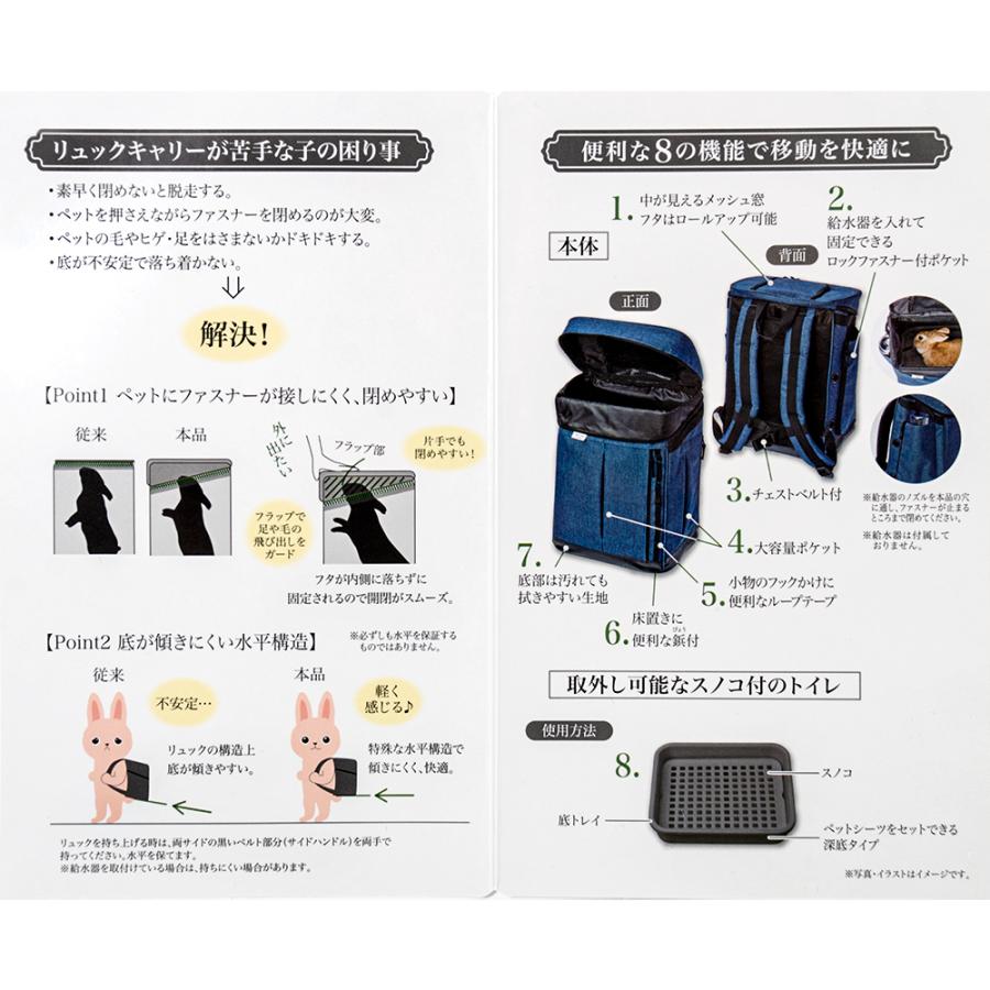 ラパンリュックキャリー ネイビー うさぎ 小動物 うさぎ キャリーバッグ