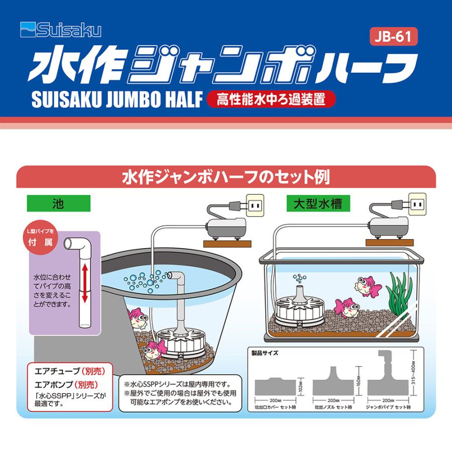 新品未開封　水作ジャンボハーフ 2個セット 楽天市場】水作 ジャンボ ハーフ 本体 投げ込み式フィルター