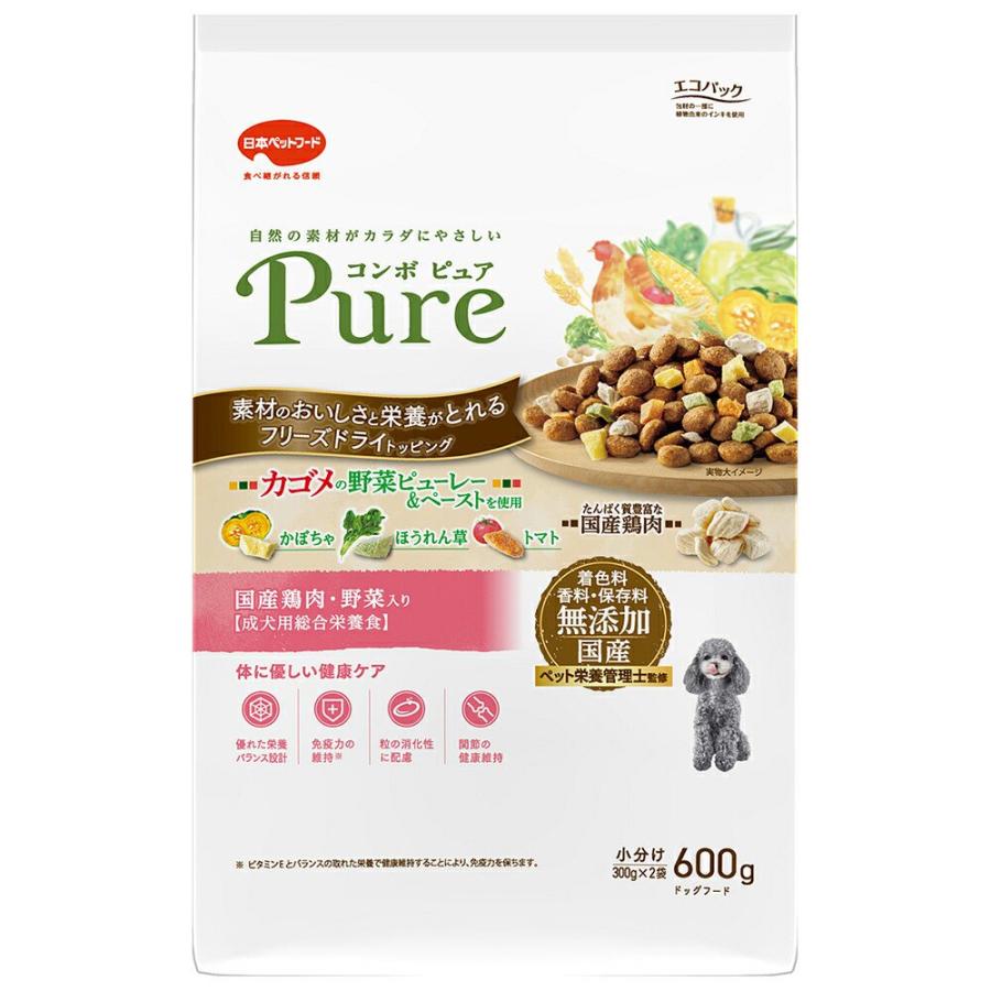 ドッグフード　コンボ　ピュア　ドッグ　国産鶏肉・野菜入り　６００ｇ（３００ｇ×２袋） | COMBO Pure