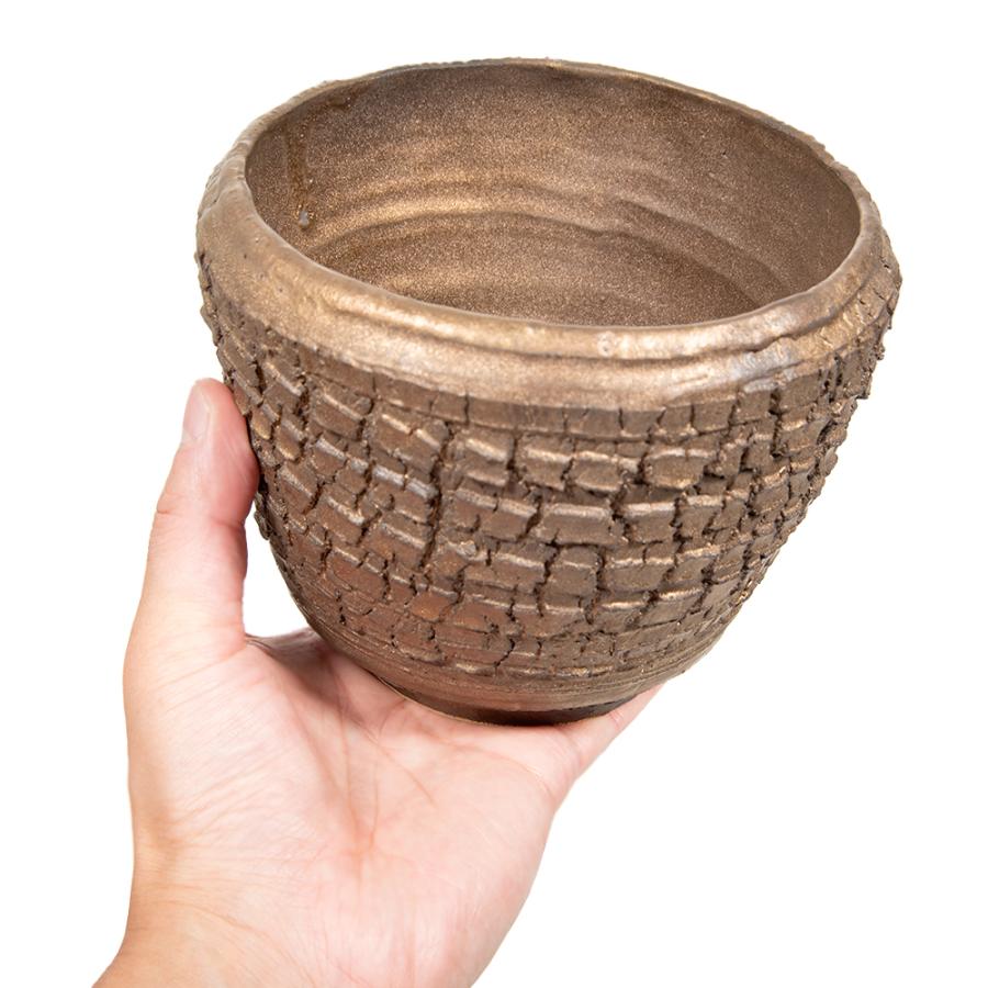 Leaf Corp 一点物 益子焼 鉢 炸裂文深山金鉢 309285 : チャーム