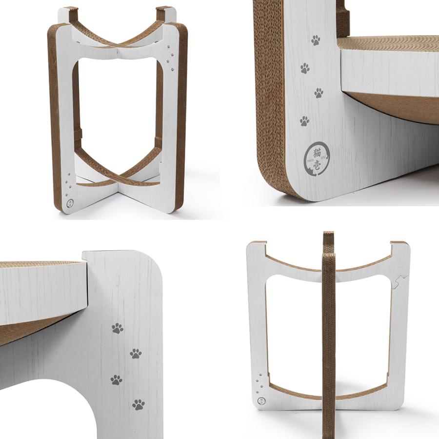 猫壱 バリバリボウルXL オーバルタワー <ウッドフラワーホワイト> 猫壱 バリバリボウルXL オーバルタワー <ウッドフラワーホワイト