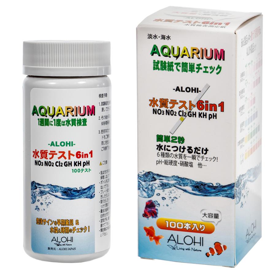 ＡＬＯＨＩ　水質検査紙　６ｉｎ１（淡水・海水両用）１００本入り の商品画像