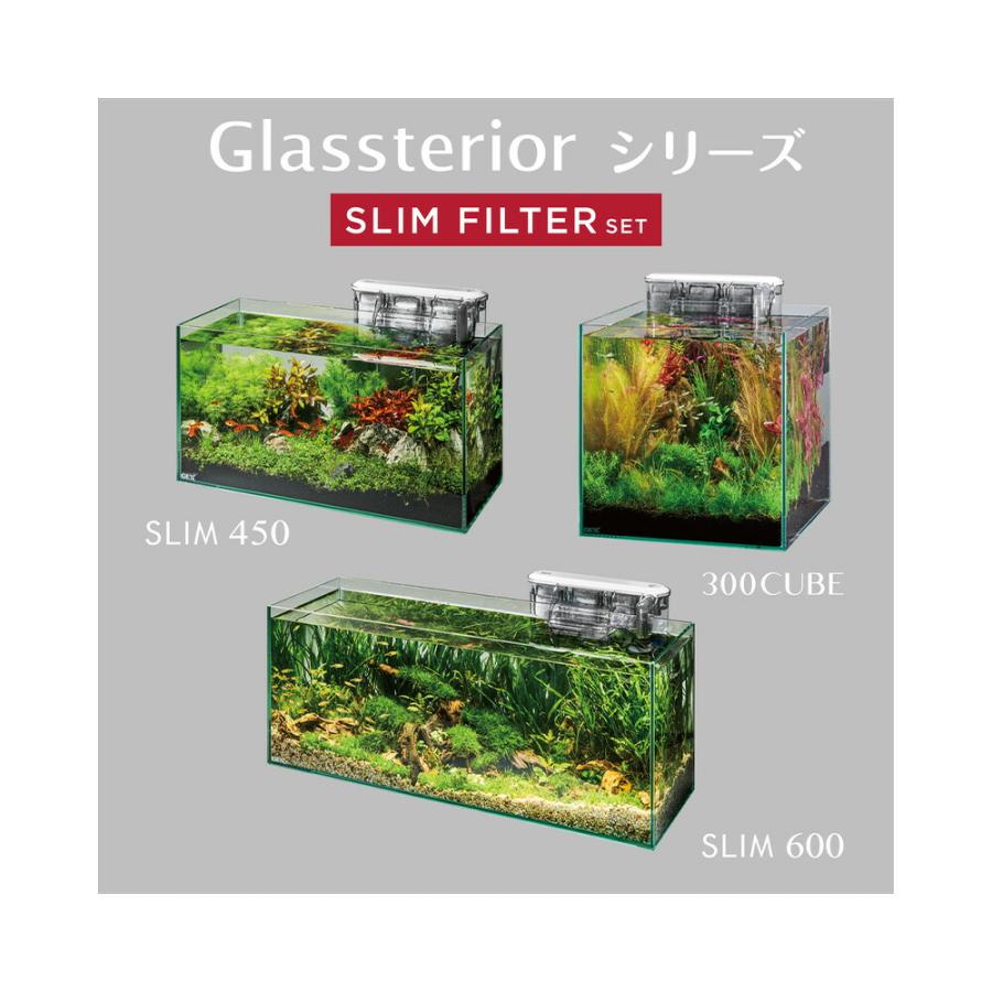 GEX ガラス水槽 グラステリア600スリム スリムフィルターセット