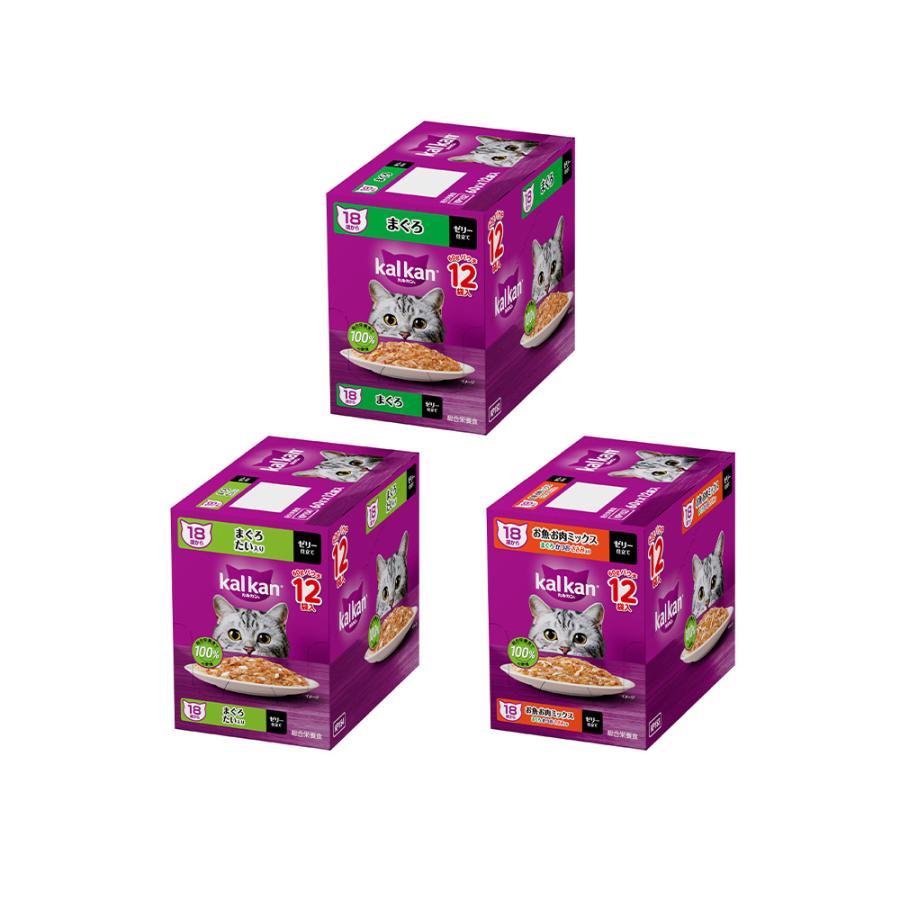 キャットフード カルカン パウチ 18歳からの シニア猫用 3種