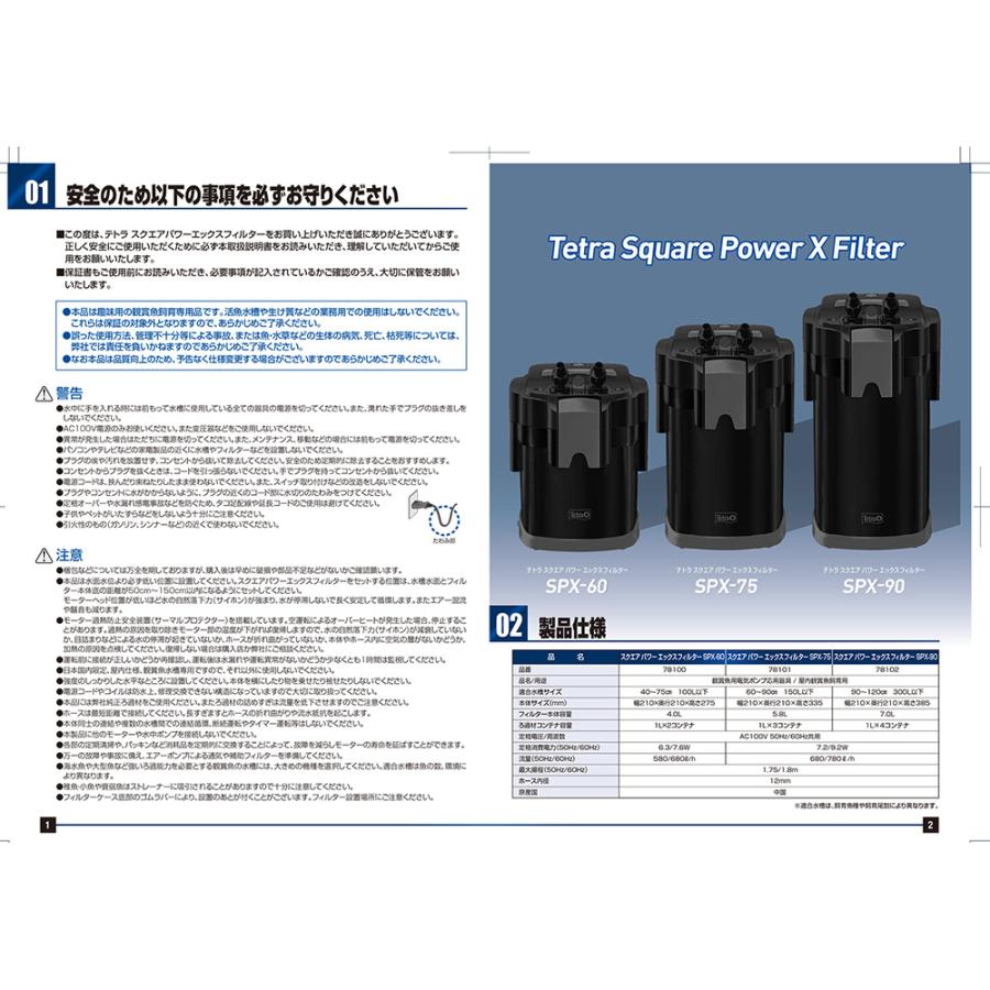 テトラ スクエアパワーエックスフィルター SPX−75 : チャーム