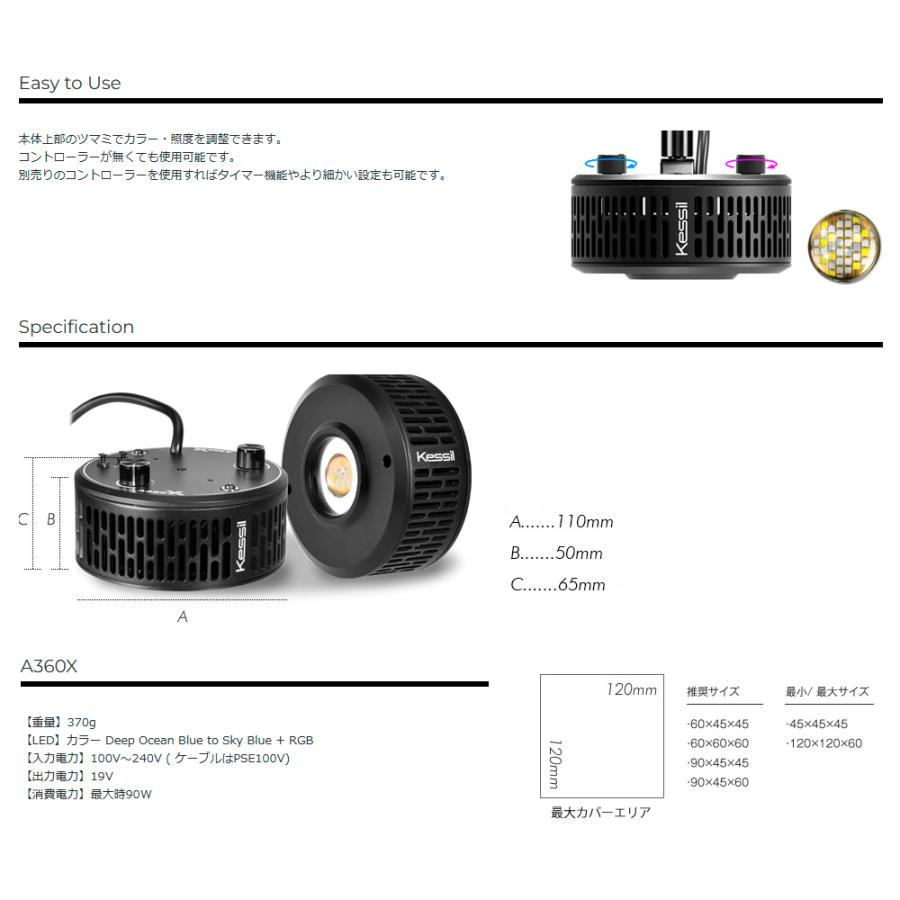 Ｋｅｓｓｉｌ　Ａ３６０ＸＥ　ＴＵＮＡ　Ｂｌｕｅ　９０Ｗ　水槽用照明　ＬＥＤライト　海水魚　サンゴの画像