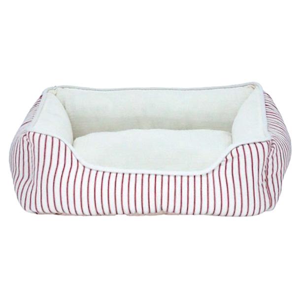 アウトレット品　犬　猫　ベッド　クラシカルストライプ　スクエアベッド　Ｍ　レッド　訳あり | 