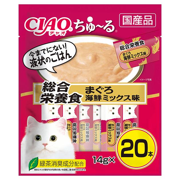 いなば　ちゅ〜る　総合栄養食　まぐろ　海鮮ミックス味　１４ｇ×２０本　ちゅーる　チュール　猫 | INABA ちゅ〜る