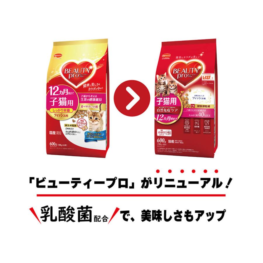 キャットフード　ビューティープロ　キャット　子猫用　１２ヵ月頃まで　フィッシュ味　６００ｇ（１００ｇ×６袋）｜chanet｜02