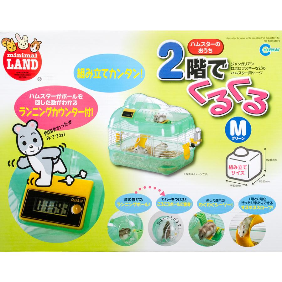 マルカン　ハムスター　ケージ　サークル付き飼育セット 2階でくるくるS グリーン│マルカンの製品一覧｜ペット用品