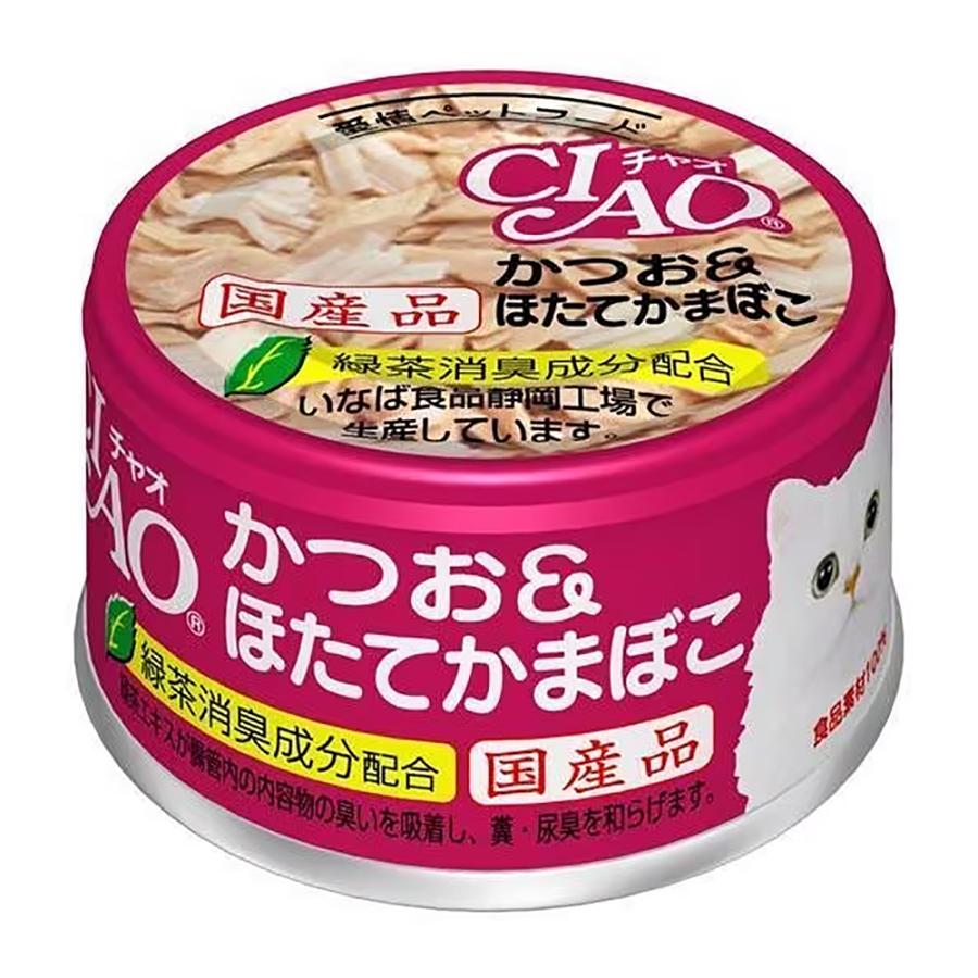 猫用品 96缶 いなば CIAO チャオ 缶 猫 かつお＆ほたてかまぼこ